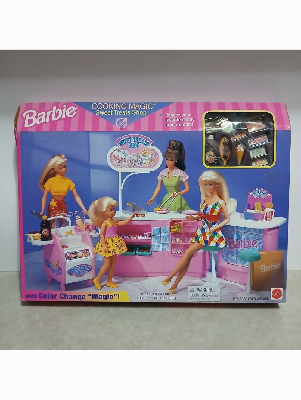 New! Mattel 1998 Barbie Cooking Magic Sweet Treats Shoppe Playset Color Change
